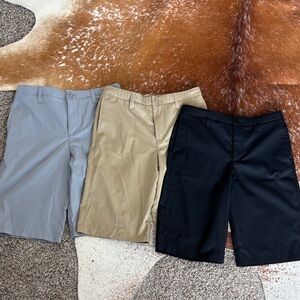 Under Armour Kids Flat-Front Performance Shorts in Gray, Khaki & Black